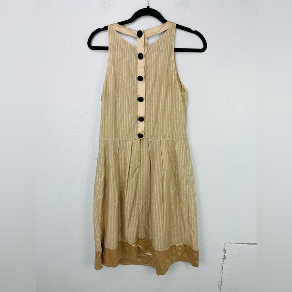 3.1 Phillip Lim Gold Tan Metallic Sequins Pleated Sleeveless midi Dress - Picture 9 of 10